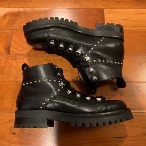 NEW! AllSaints Leather Sherrin Studded Ankle Combat Boots Women's 39 - Picture 1 of 7